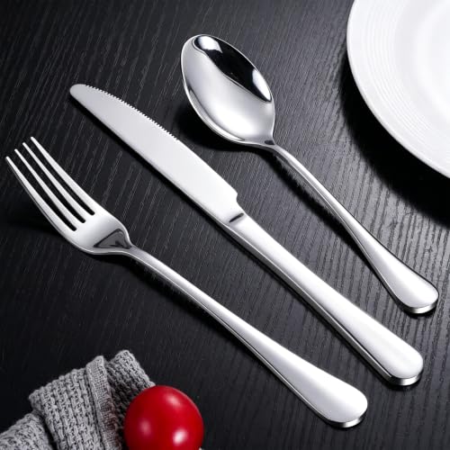 60-Piece Silverware Set for 20 - Stainless Steel Flatware Cutlery Set - Mirror Polished Dinner Forks Spoons Knives for Home Wedding Restaurant - Dishwasher Safe