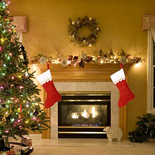 DALJIAFA 5 Pack Large Red & White Christmas Stockings Holiday Decor DIY Kit