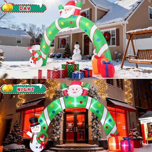 Whubefy 10.3Ft Christmas Inflatable Archway with Santa, Snowman & Gifts - Santa Archway (10.3FT-Santa Archway)