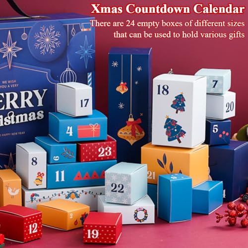 GKWW Blue DIY Advent Calendar with 24 Cardboard Boxes – Christmas Countdown Calendar