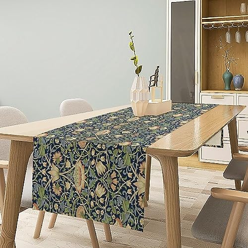 SHElifestyle William Morris Flower Table Runner 13x70 Inches Vintage Boho Tree Pattern