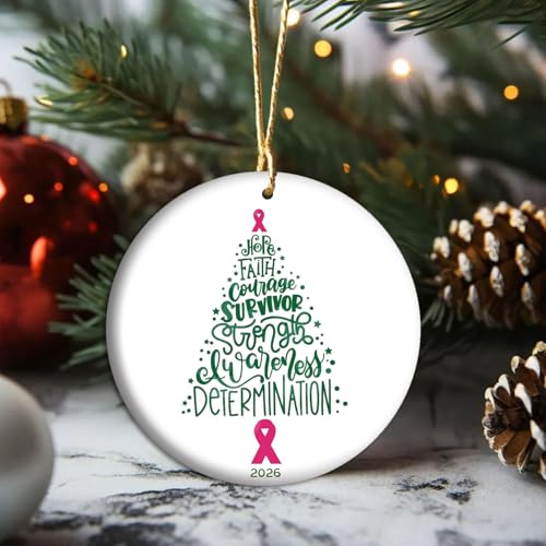 KFARM V23 Cancer Survivor Christmas Ornament 2026 Keepsake Cancer Awareness Decor