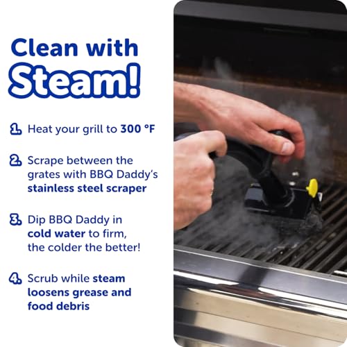 BBQ Daddy Grill Cleaner Kit - Bristle-Free Brush with Refill & Steel Sponges - Variation: BBQ Daddy + Refill + Scour Daddy Steel 2ct Bundle