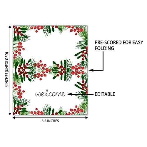 Place Cards for Christmas Party, Editable Name Cards, Seating for Tables, Tent Style for Wedding, Dinner Party or Any Occasion, Easy Folding, Pack of 25 Escort Cards (A20)