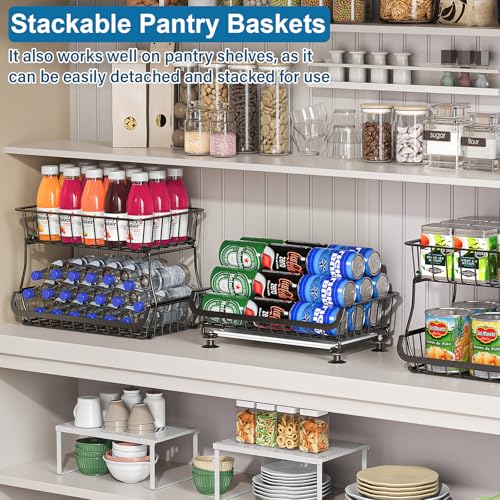 OKZEST Black 3-Tier Rolling Pantry Storage Cart with Wheels
