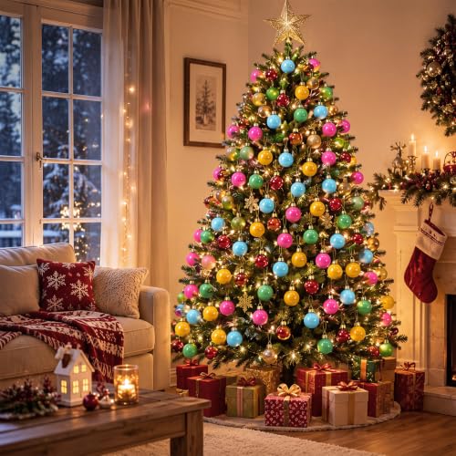 Civaner 0.8" 80 Pcs Mini Colorful Glass Christmas Ornament for Tree