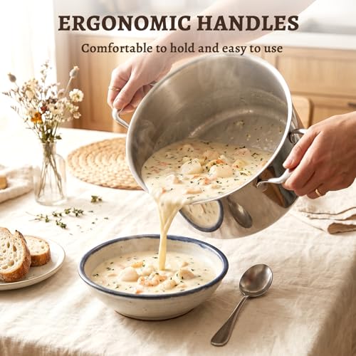 Ptaciow 7 Quart Titanium Soup Pot - Healthy Non-Stick Cooking, Even Heating