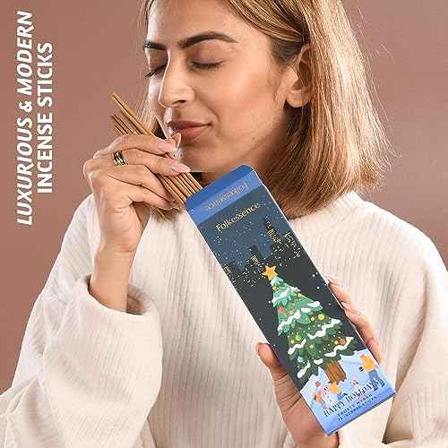Folkulture Christmas Incense Sticks | Pack of 75 Natural & Non-Toxic Incense for Meditation & Spiritual Practice | Organic Aromatherapy Box | Xmas Scent for Holiday Decorations
