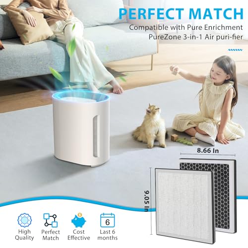 HEPA Air Filter Replacement for Pure Enrichment 3-in-1 Air Purifier PEAIRFIL 4-Pack