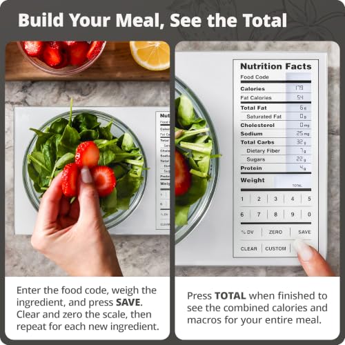 Food Scale with Nutrition Calculator - 2,000 Food Codes, Pearl Gray