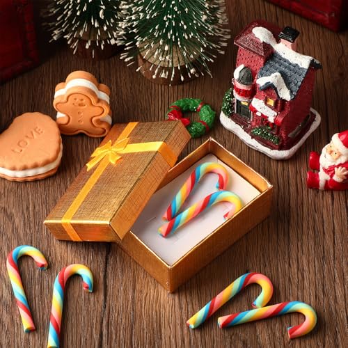 NUOBISHI 2-Inch Fake Candy Canes - Set of 50 Mini Christmas Polymer Clay Ornaments, Color 2