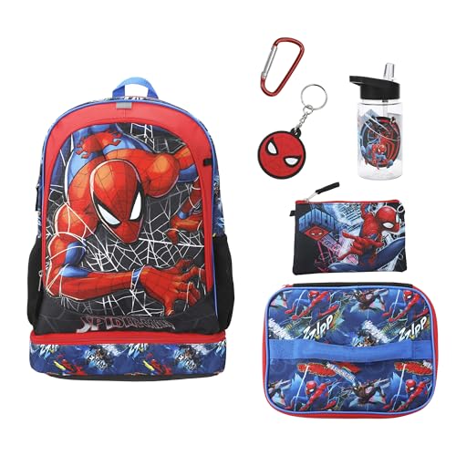 Kids Spider-Man Backpack Set with Lunch Kit & Water Bottle - Red, One Size