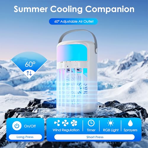 White Portable Evaporative Air Cooler 4-in-1 with Remote & 1500ML Tank