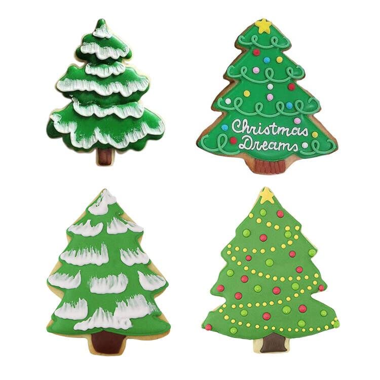 Christmas Tree Cookie Cutters Set - 3 Stainless Steel Fondant Cutters 2" 3" 4"