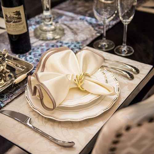 KPOSIYA Set of 6 Leaf Napkin Rings Metal Gold Napkin Holder Table Napkin Rings for Thanksgiving Day Christmas Dinning Table Parties Everyday (Ye Zi-Gold 6)