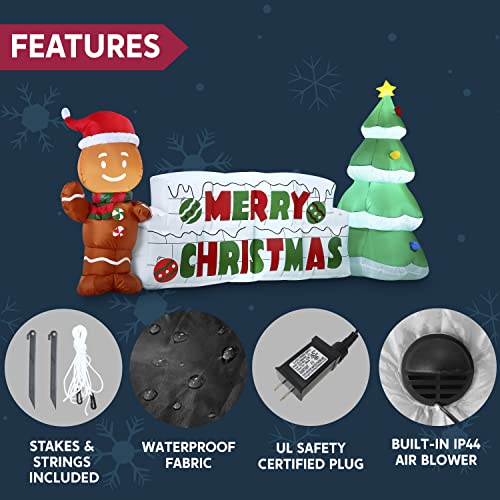 Joiedomi 10 ft Christmas Inflatable Gingerbread Man & Christmas Tree with LEDs