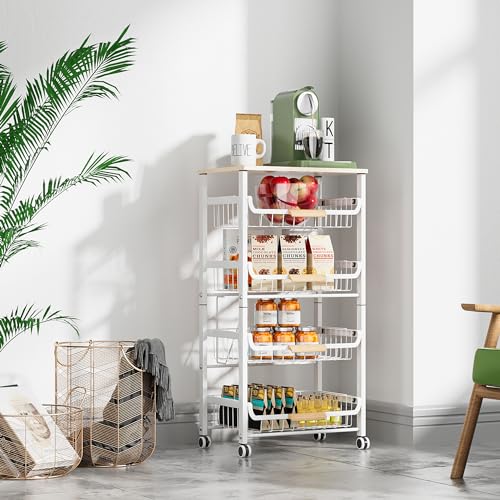 Black 5-Layer Fruit & Food Organizer Rack - Stackable Kitchen Storage