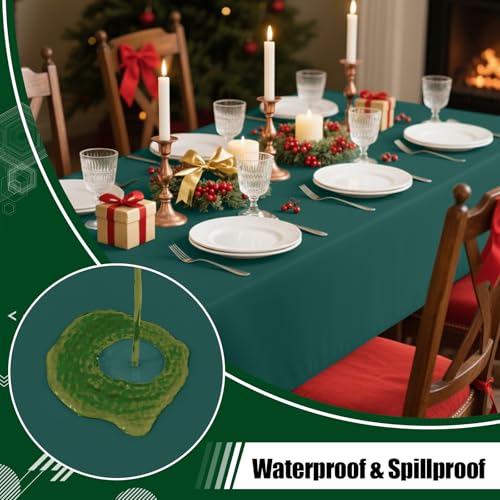 Christmas Green Plastic Disposable Table Cloth - 54 x 108 Inches, 10 Pack