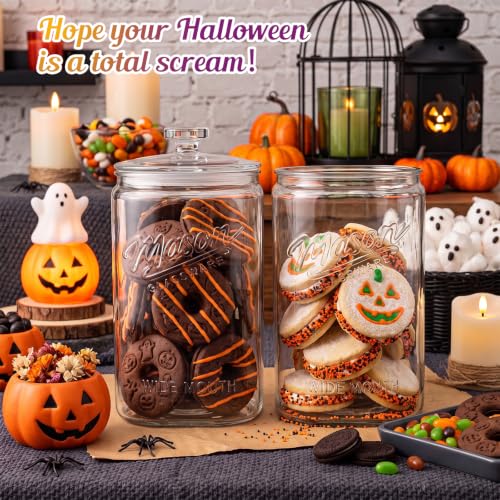 Dwbligt 1.5 Gallon Glass Cookie Jars with Airtight Lids, 2 Pack – Large Mason Style Food Storage Containers