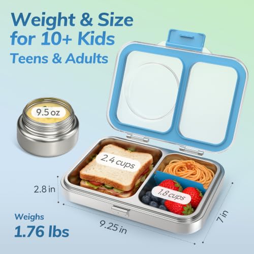 HOMEKOL Blue Stainless Steel Bento Lunch Box & 9.5oz Insulated Food Jar Set