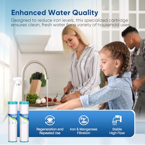 PUREPLUS 20x4.5 Inch Iron & Manganese Removal Water Filter - Reusable Filter Cartridge