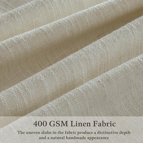 Linen Pleated Light Filtering Curtains Pack of 2 - 50W x 102L, Beige