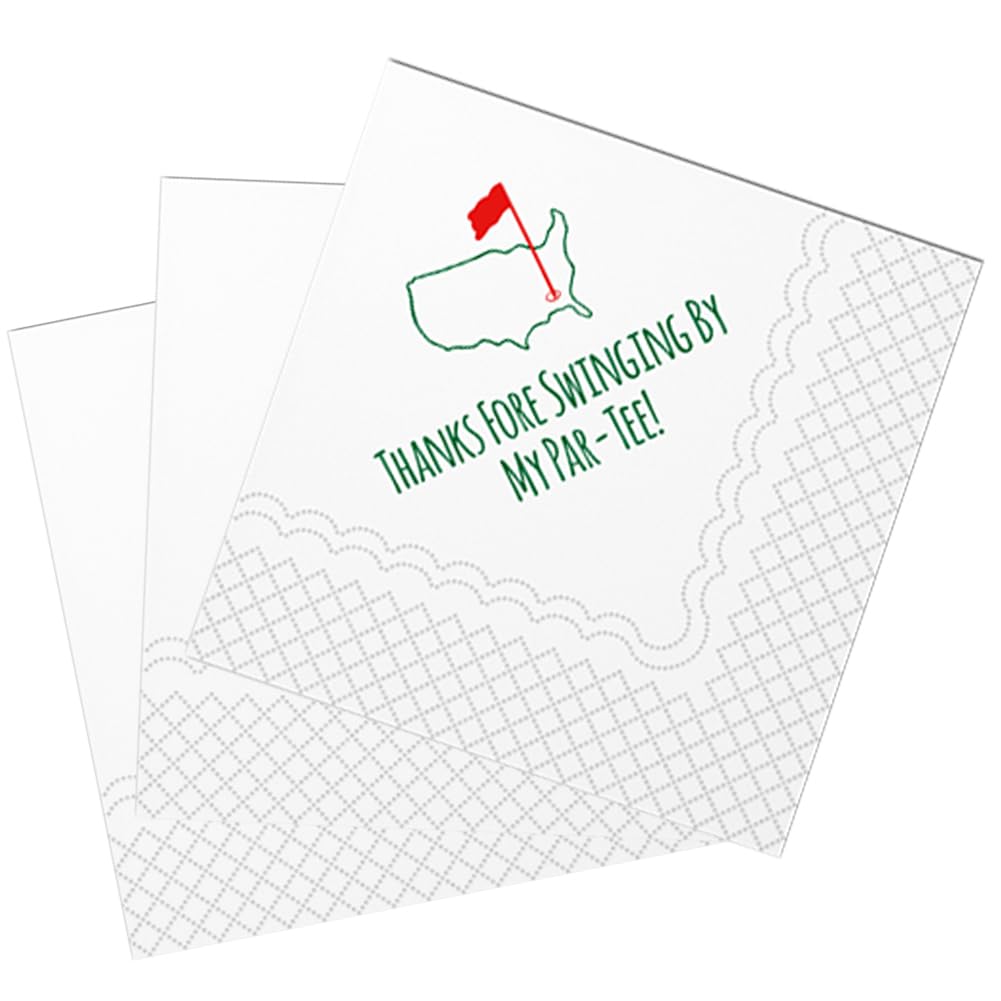 SharkBliss Golf Cocktail Napkins, Thanks Fore Swinging By My Par-Tee Disposable Paper Cocktail Beverage Napkin for Golf Theme Party Table Decor 2-Ply, 5x5" (50, Thanks Fore Swinging By My Par-Tee)