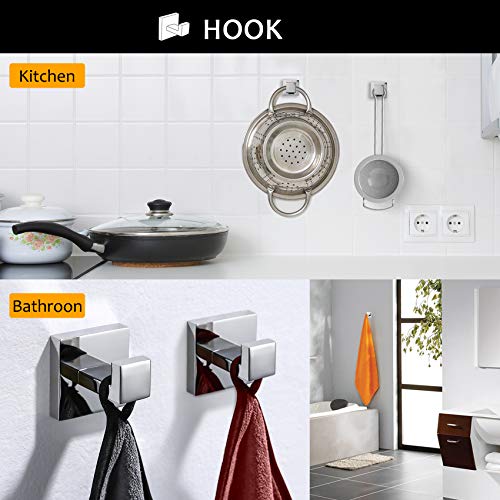 TNOMS Chrome Bathroom Hardware Accessories Set - 5 Pieces Stainless Steel Towel Bar, Holder & Hooks