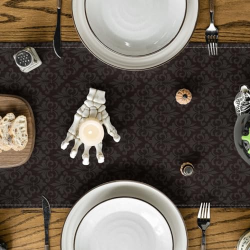 Artoid Mode Boo Black Cat Pumpkins Halloween Table Runner, Trick Or Treat Kitchen Dining Table Decoration for Home Party Decor 13 x 72 Inch