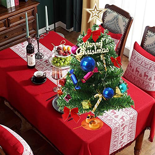 Ruizedidi Green 24-Inch Artificial Mini Christmas Tree with LED Lights, Tabletop Decor