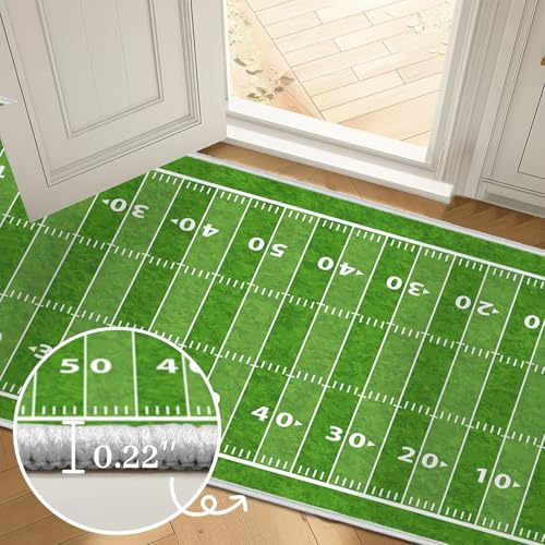 Green 5x7 Football Field Area Rug - Non-Slip Indoor Carpet for Living Room