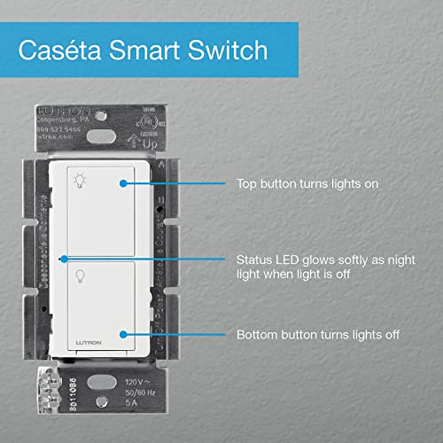 White Lutron Caseta Smart Light & Fan Switch - 1 Pack, Works with Alexa & Google