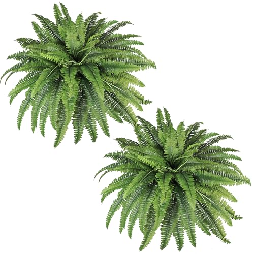 Large Artificial Ferns for Outdoors & Indoors - 45 Inch Fake Ferns with 55 Fronds