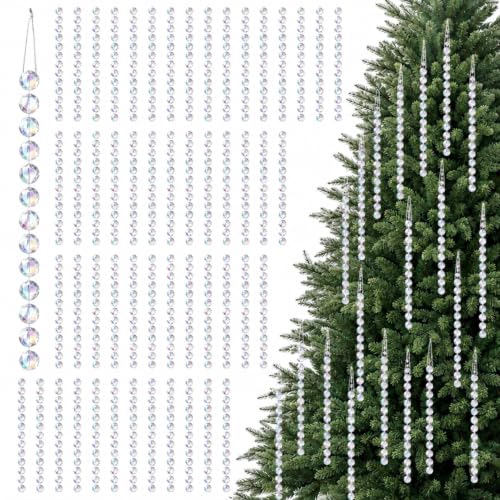 Crystal Icicle Christmas Ornaments - 100 Pack, 6 Inch Holiday Decor