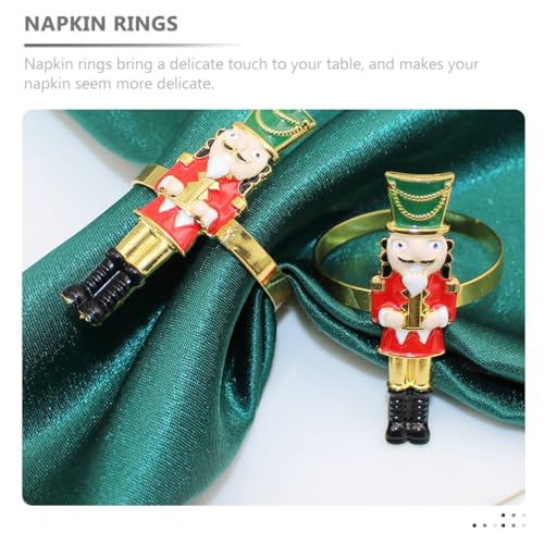 Garneck Nutcracker Napkin Rings Set of 4 - Christmas Table Decor, 6x1.8cm