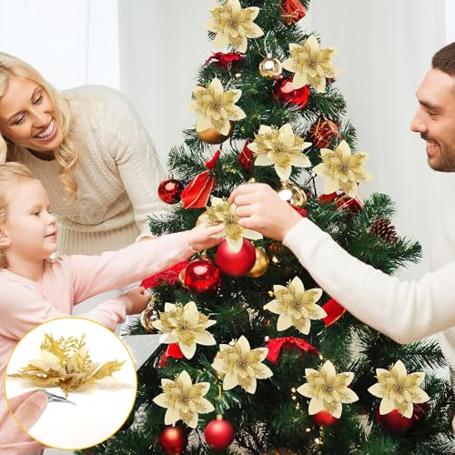 Augshy 120Pcs Christmas Metal Clips Ornament, Clips Christmas Tree Clips Artificial Flower Clips Small Roach Clips for DIY Christmas Poinsettia Wreath Tree Decorations