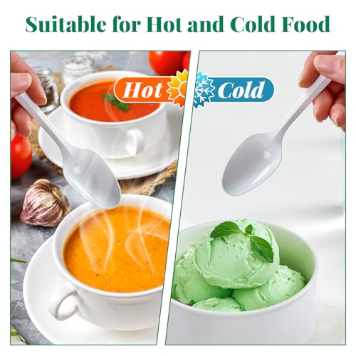 2000 Pack White Plastic Teaspoons Bulk Heat-Resistant Disposable Spoons