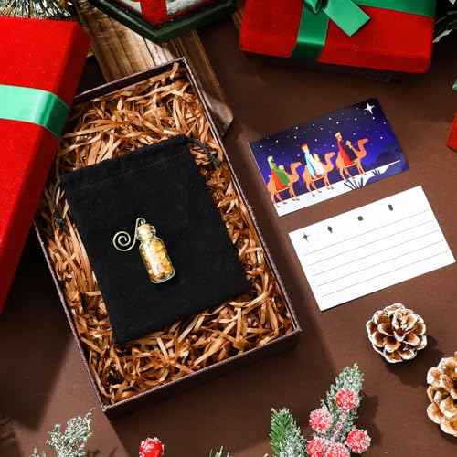 Zhanmai 2 Sets Christmas Nativity Religious Christian Ornaments Gifts Gold Frankincense and Myrrh Gift Set Myrrh Resin Three Wise Men Gifts Three King Catholic Christmas Ornaments for Christmas Tree