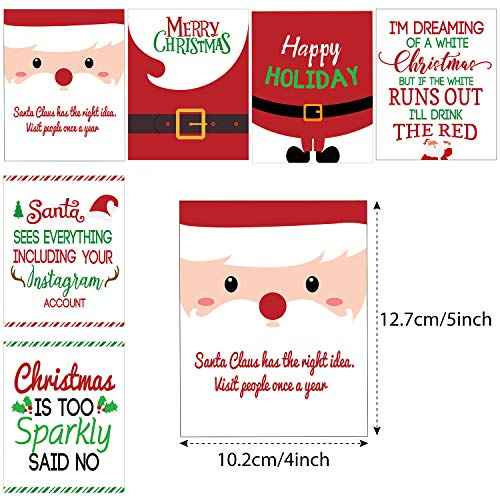 12 Pieces Christmas Wine Label Bottle Stickers Xmas Wine Bottle Cover Gift Set for Christmas Party Holiday Decor Supplies, 6 Styles (Santa Claus Style)