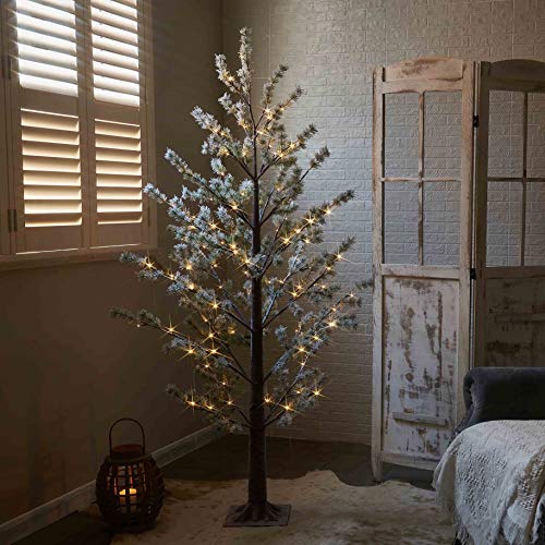 LITBLOOM 6FT Pre-Lit Alpine Pine Christmas Tree with 126 Warm White LEDs – Indoor/Outdoor