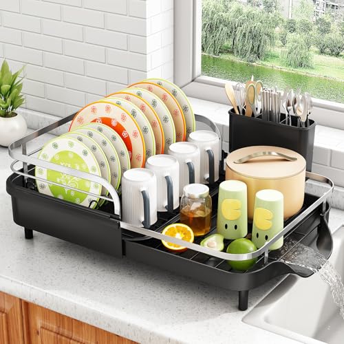 Expandable Dish Drying Rack for Kitchen Counter - Black - SAYZH