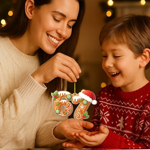 Six Seven 67 Gingerbread Christmas Ornament, Cute 6 7 Cookie Holiday
