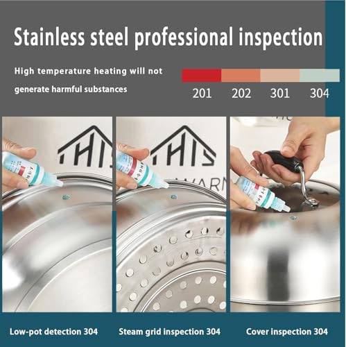 MANO 14.2 Inch Stainless Steel 2-Tier Steamer Pot with Lid for Cooking & Food Prep