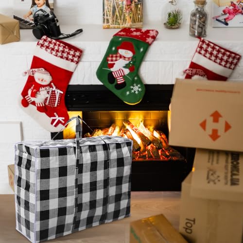 Black Christmas Storage Bags 12 Pack 27x20 Heavy Duty Container with Handles
