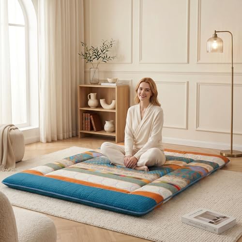 Japanese Floor Mattress Bohemian Queen 80" x 60" - Supportive Futon