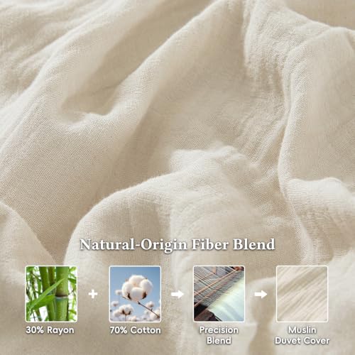 King Size Linen Cooling Muslin Comforter Set - Ultra-Soft Breathable Bedding