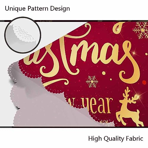 AOYEGO 60" Round Christmas Tablecloth with Snowflake Elk Pattern – Waterproof Holiday Linen