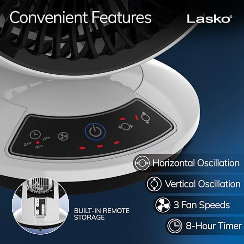 12-Inch White Oscillating Air Circulator Fan with Remote Control