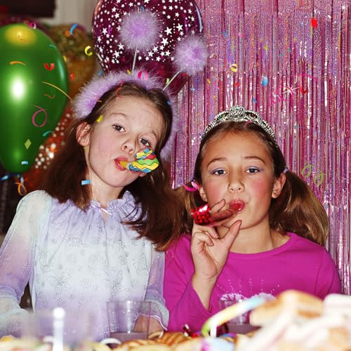 Tinsel Curtain Party Backdrop Pink Birthday Decorations 2 Packs Glitter Foil Fringe Curtain Party Decor Streamers Photo Booth for Birthday Christmas Wedding Halloween Graduation Decorations