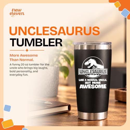 NewEleven Unclesaurus Black 20 Oz Tumbler - Funny Uncle Gift from Niece & Nephew